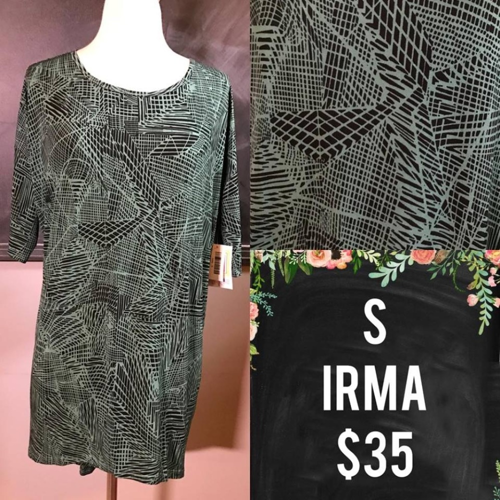 NWT LuLaRoe Irma Tunic Top S Slinky teal black